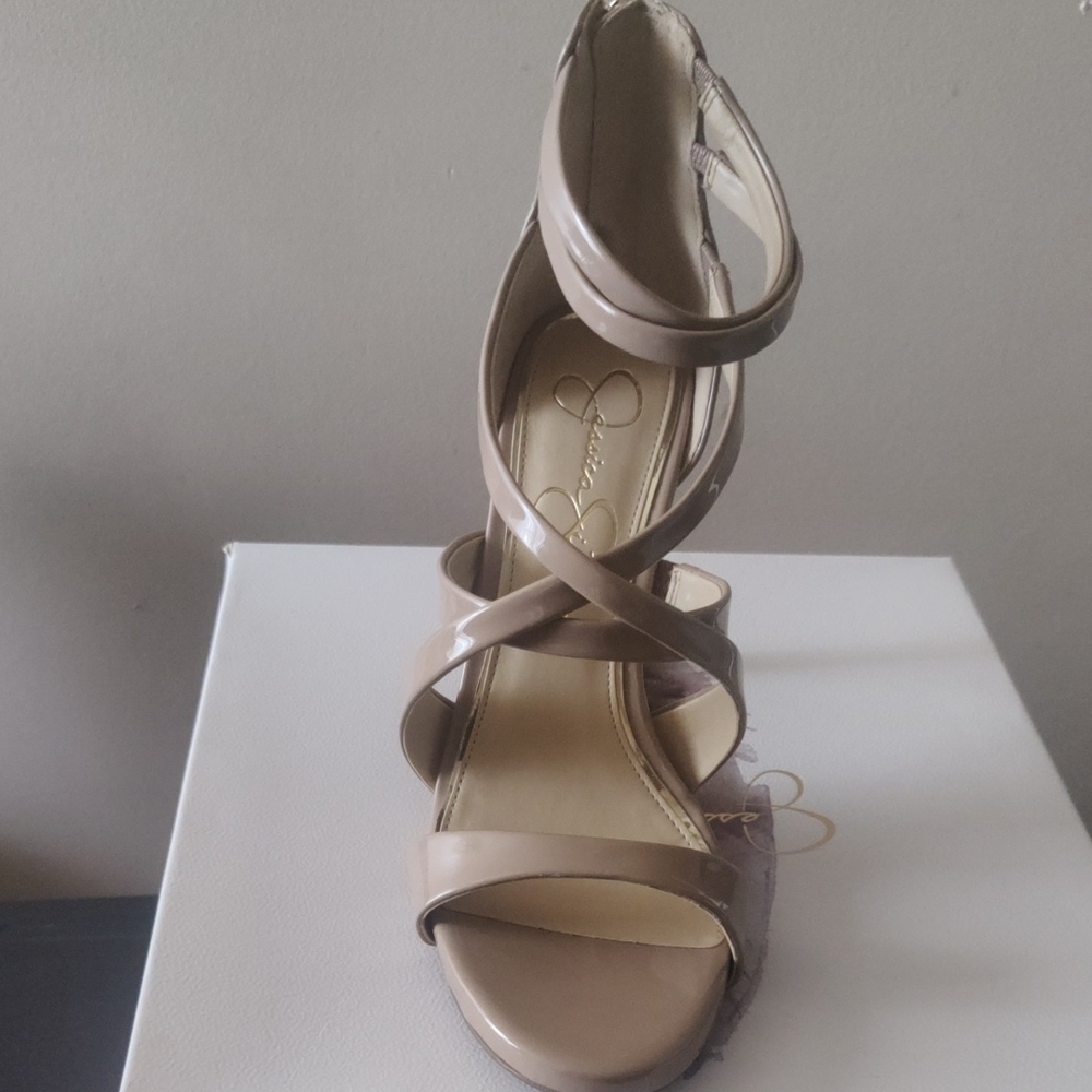 Jessica Simpson Taupe Strappy Heels